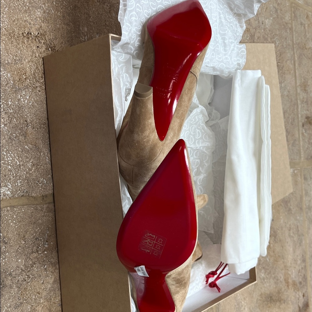 CHRISTIAN LOUBOUTIN Santigag Veau Velour Boots in Lione 39.5 - Picture 6 of 6